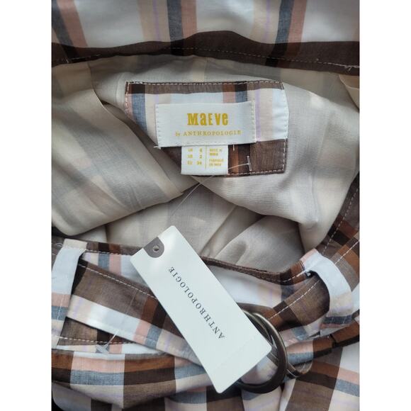 NWT Maeve Pleated A-Line Plaid Maxi Skirt Size 2 Brown Preppy Academia Twee - Picture 6 of 10